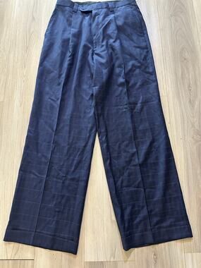Inserch Fine Tailoring Dress Pants Mens 34 Blue Checked Plaid